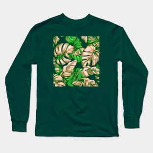 Tropical Leaves Camouflage Of Banana and Monstera 11 Long Sleeve T-Shirt